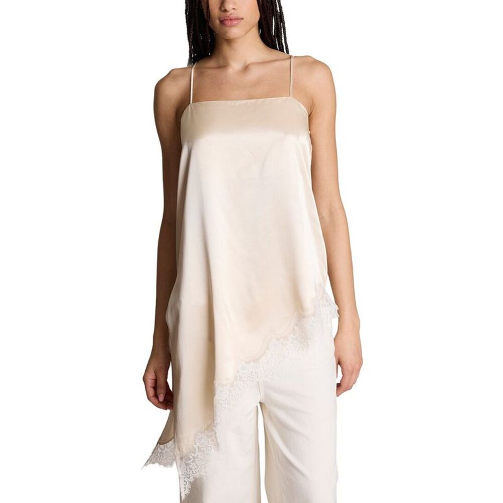 Kenneth Cole Womens  Asymmetric Lace Hem Long Cami
